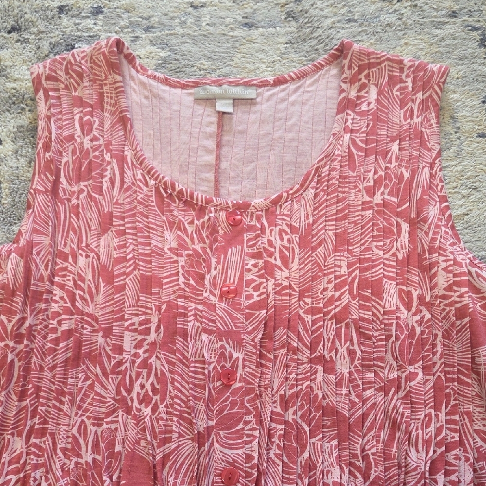 Woman Within Floral Sleeveless Dress - Red and White - Picture 3 of 6